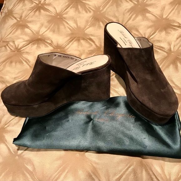 Robert Clergerie Shoes - 🦦Robert Clergerie Paris Brown Suede Mules/Clogs🦦